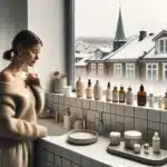 Norwegian woman comparing inci lists to save on beauty essentials